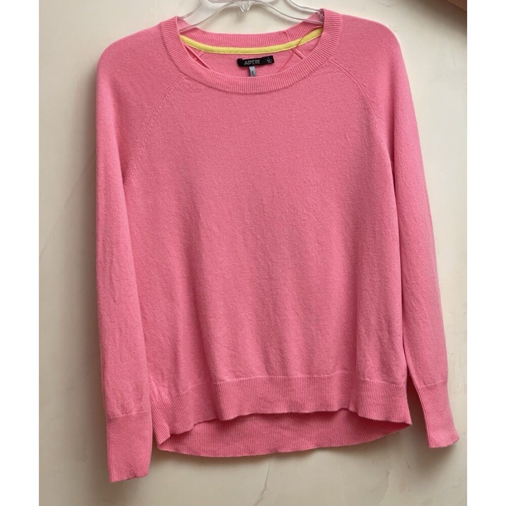 APT 9 100% Cashmere Sweater Women L Pink Crewneck Soft Luxury Knit Long Sleeves